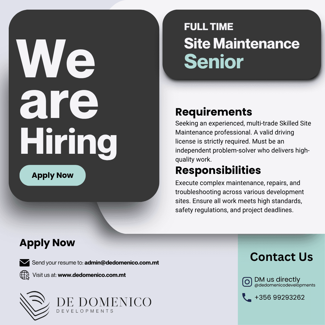 De Domenico Developments: Hiring posts