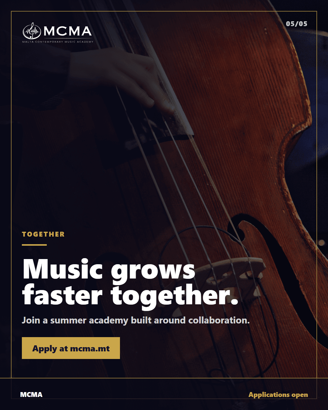 MCMA — Ensemble Training 'Together' closing slide with brand photography and CTA.