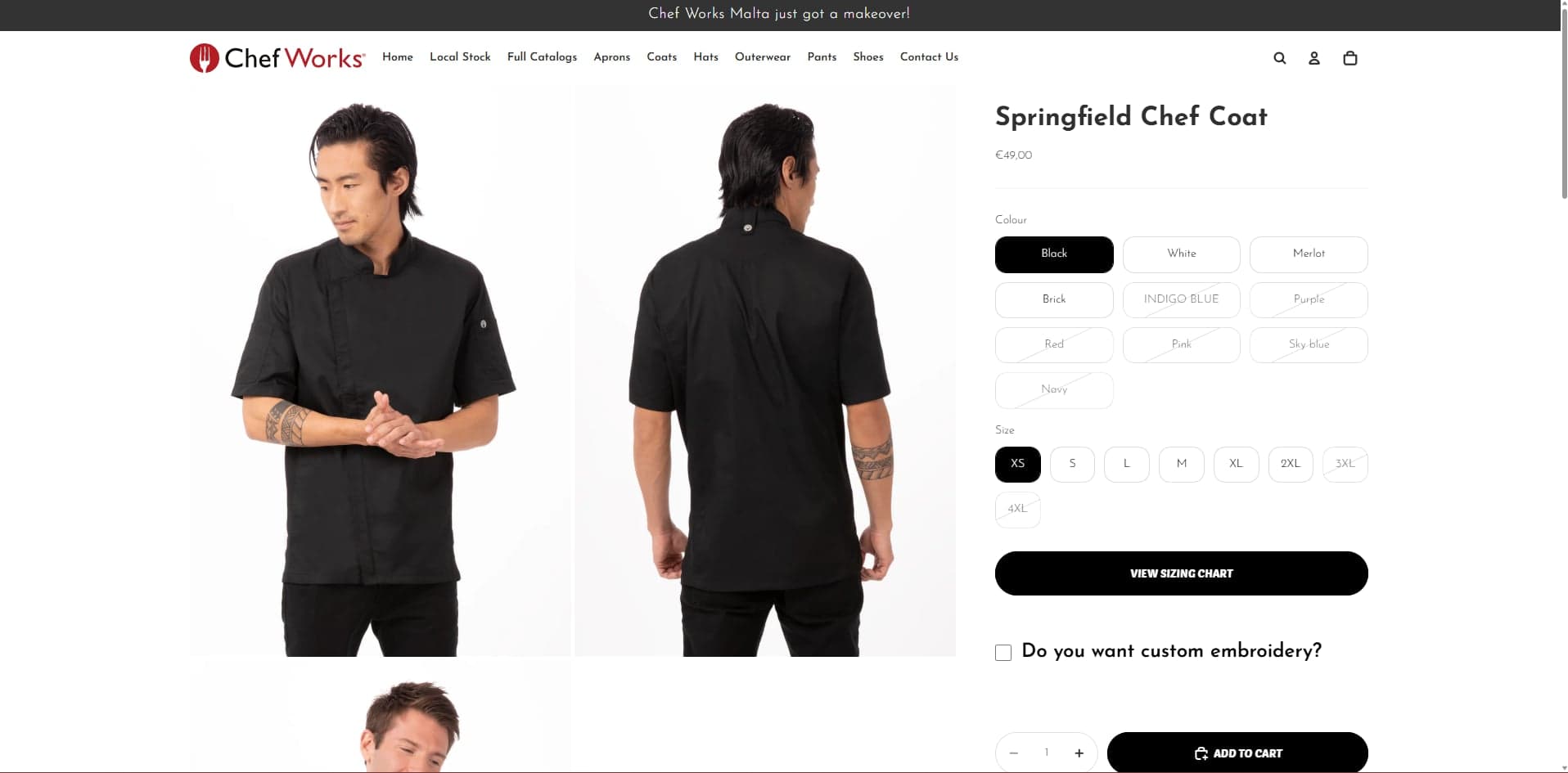 Product detail page — high-res imagery with size guides, fabric specs, and a clean add-to-cart flow optimised for mobile.