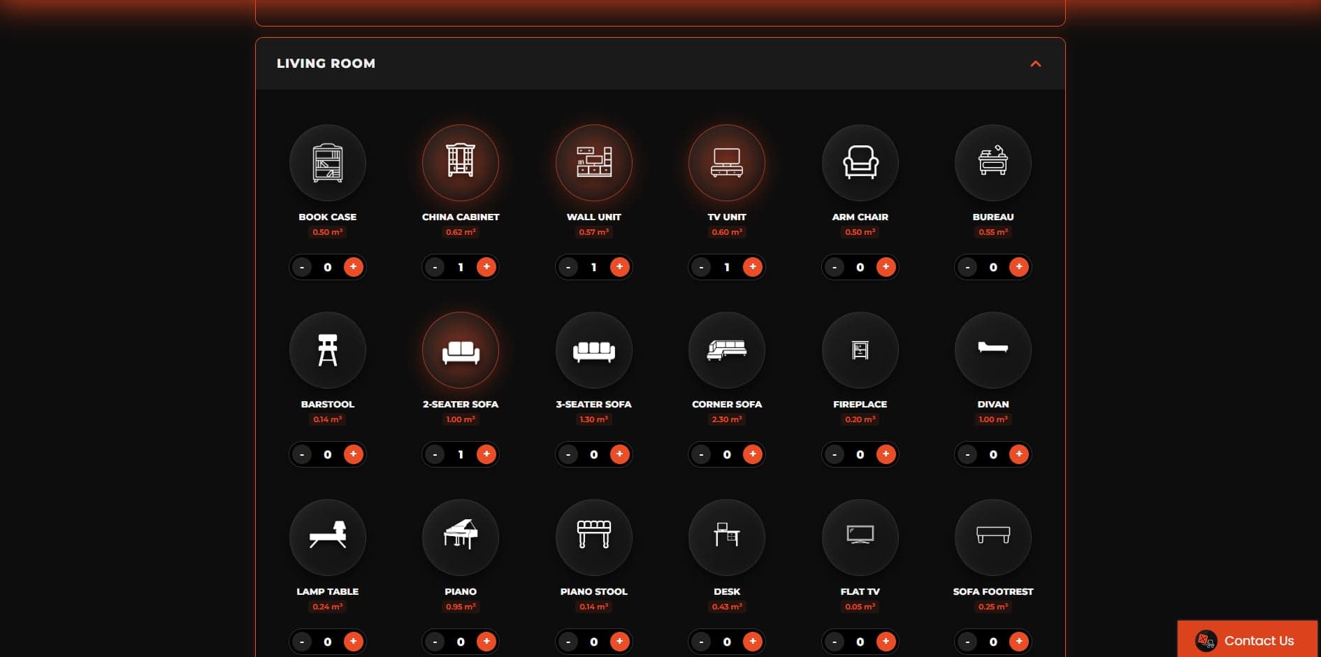 Self-service storage calculator — customers select unit size, duration, and extras. Real-time pricing updates with a visual space comparison tool.