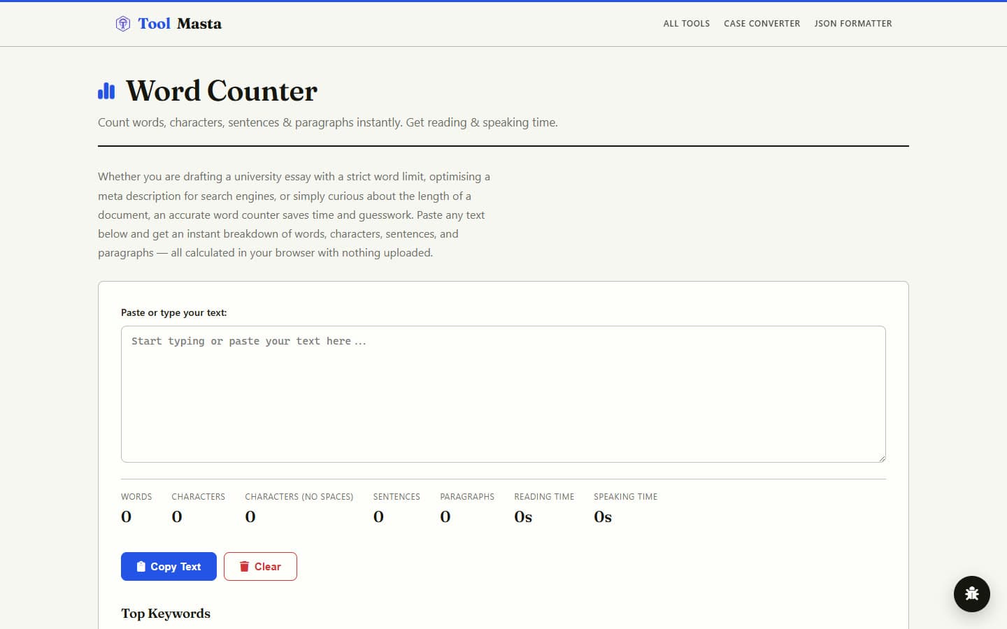 ToolMasta word counter tool.